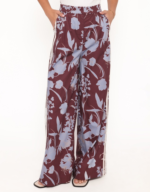 Petal & Pup - Aine Wide Leg Tailored Pant - Burgundy Floral