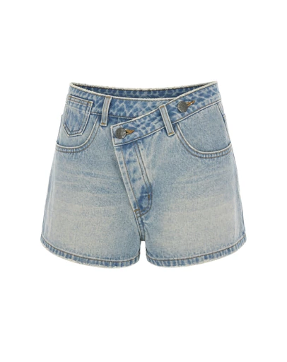 THE TALES - Cross Over Slouch Denim Shorts