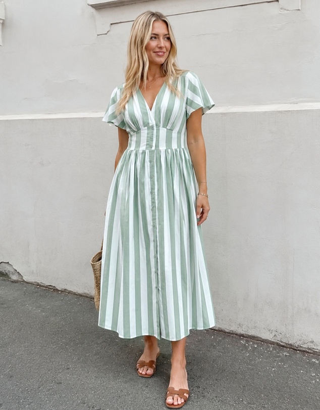 Esther & Co - Rhona Dress - Green Stripe