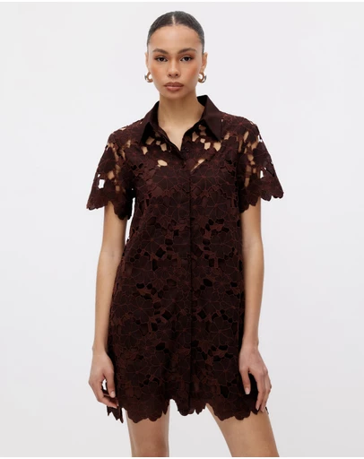 Minima Esenciales - Maeve Embroidered Mini Shirt Dress