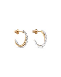 Michael Hill - Crossover Hoop Earrings with .20 Carat TW Diamonds in Sterling Silver and 10kt Yellow gold