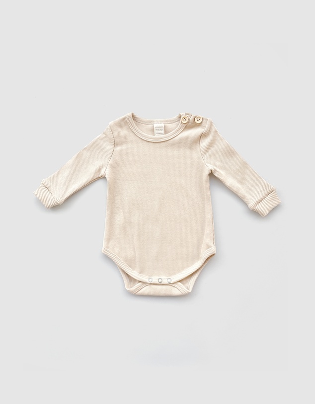 WITH LOVE FOR KIDS - Basics Thick Ribbed Long Sleeve Onesie - Babies