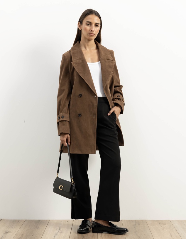 Atmos&Here - Lila Faux Suede Trench Coat