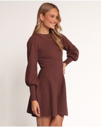 Petal & Pup - Gigi Long Sleeve Mini Dress - Brown