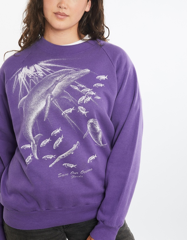 Vintage by The Real Deal - Pre Loved - Vintage 90s 'Save Our Oceans' Dolphin Wildlife Sweatshirt