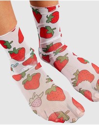 High Heel Jungle - Retro Sheer Strawberry Fields Sock