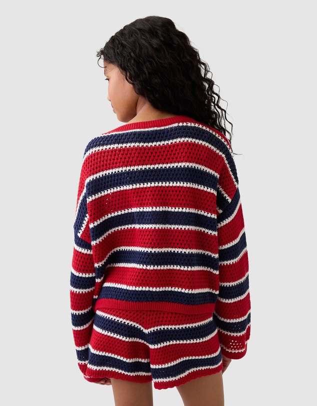 GAP - MB Stripe Crochet Sweater - Teens