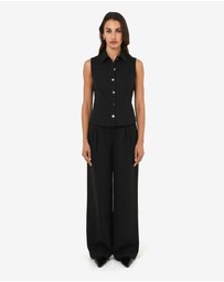 Forcast - Dolly Pleated Wide Leg Pants