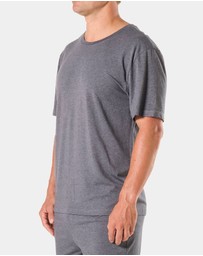 Mitch Dowd - Mens Soft Bamboo Crew Neck Sleep Tee - Grey Marle