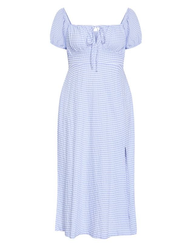 City Chic - Plus size Abbie Short Sleeve Gingham Dress - blue