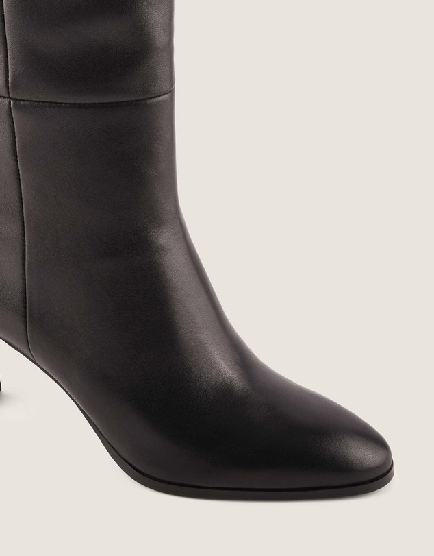 Shelly Shen - Leighton Heel Long Boots Black Leather