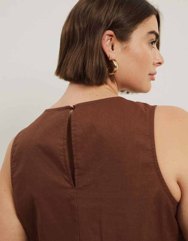 Atmos&Here Curvy - Hope Linen Blend Tiered Mini Dress