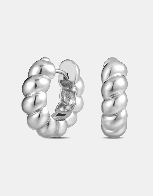 Mestige - Celeste Bead Hoops - Silver Plated