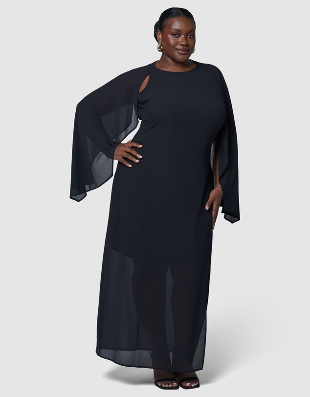 Pink Dusk by Curve Project - Eclipse Cape Maxi Dress