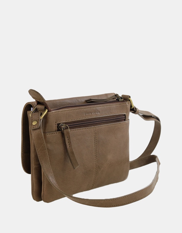 Pierre Cardin - Pierre Cardin Leather Flap-over Crossbody Bag