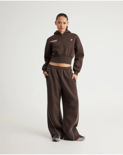 Upstate - Cropped Zip Thru Hoodie - Espresso
