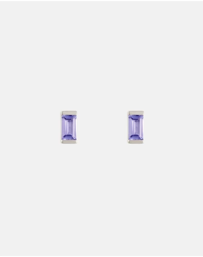 Kirstin Ash - Baguette Birthstone Studs December - Tanzanite