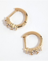Lovisa - Gold Plated Sterling Silver Round Cubic Zirconia Huggie Earrings