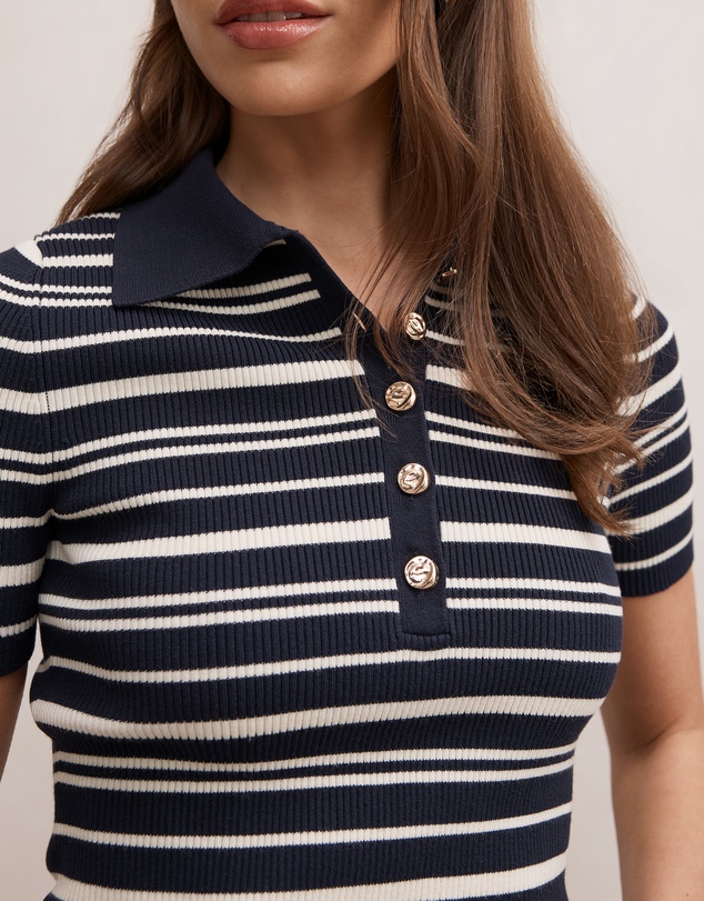 Forever New - Sasha Striped Knitted Polo T-Shirt