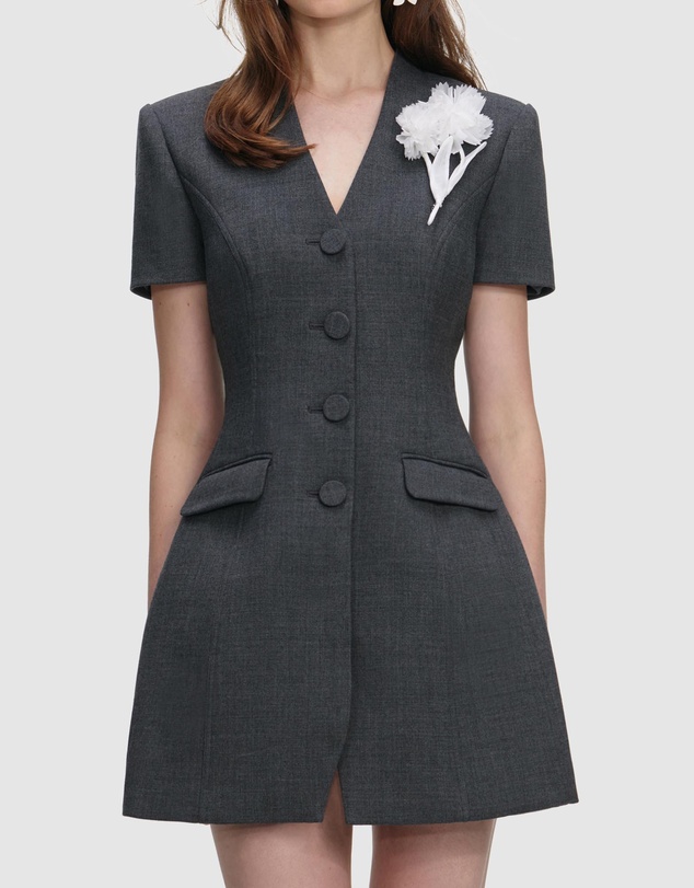 Self Portrait - Tailored Flower Detail Mini Dress