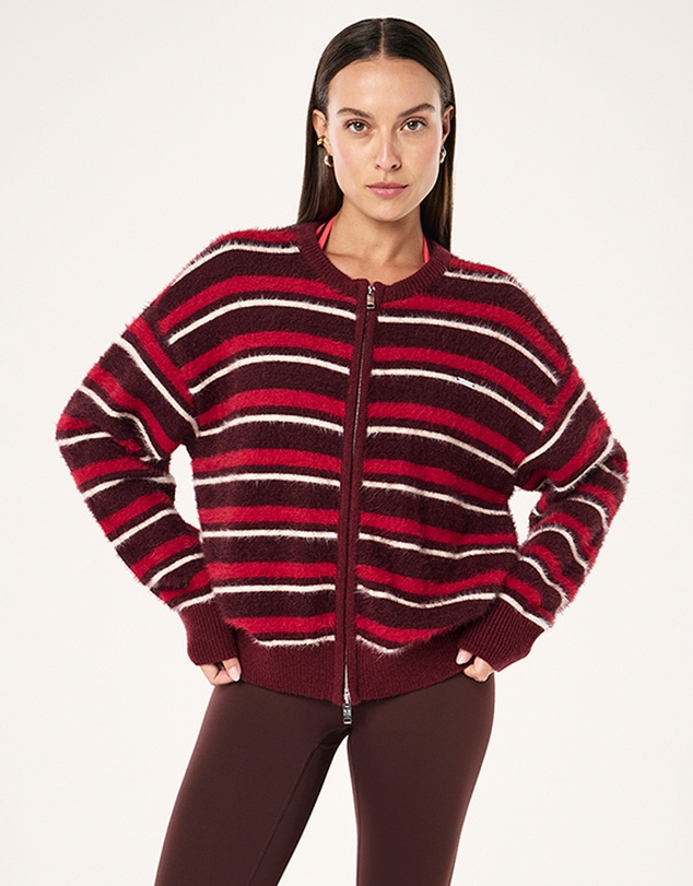 P.E Nation - Sable Stripe Knit Bomber Jacket