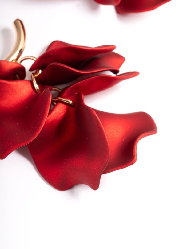 Lovisa - Red Coated Petal Huggie Earrings
