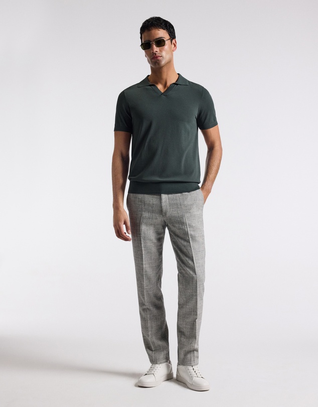 Calibre - Technical Knit Rib Collar Polo Fern
