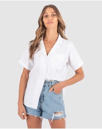 CAMIXA - REVERE Open Collar Short Sleeve Linen shirt