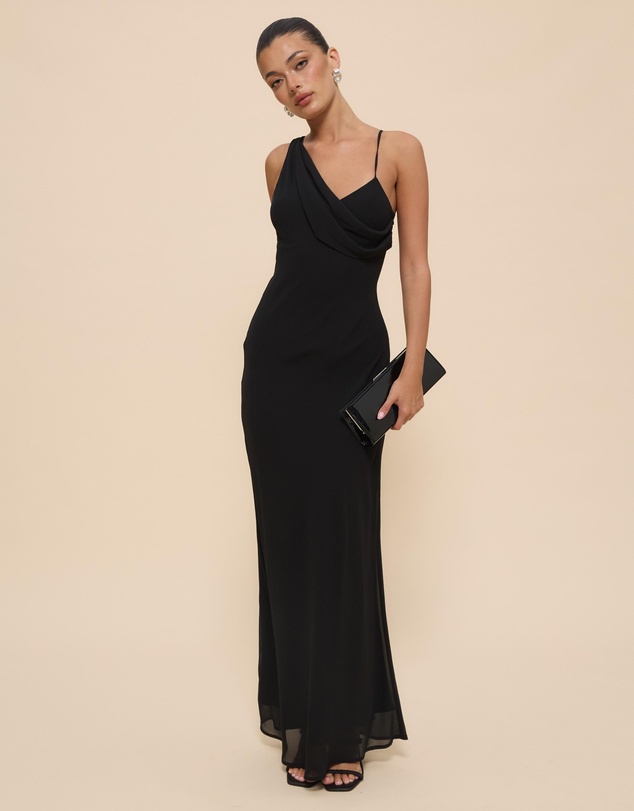 CHANCERY - Elly Asymmetric Draped Cowl Maxi Dress