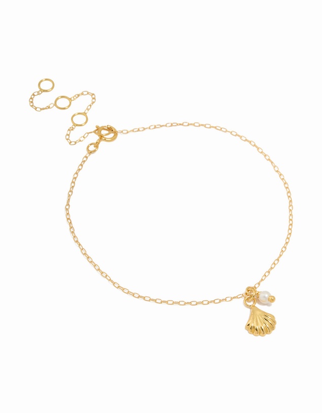 Lovisa - Gold Plated Sterling Silver Pearl & Shell Bracelet