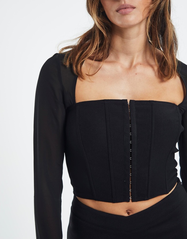 Neon Hart - Vanessa Hook Front Sheer Sleeve Corset