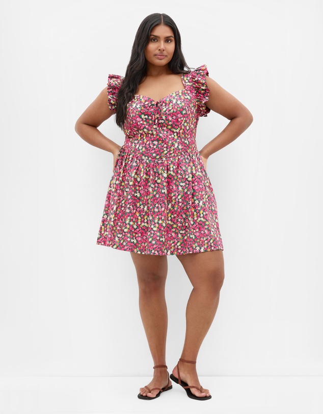 City Chic - Garden Ditsy Print Ruffle Mini Dress