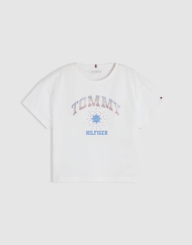 Tommy Hilfiger - Rhinestone Logo Relaxed T-Shirt - Kids-Teens