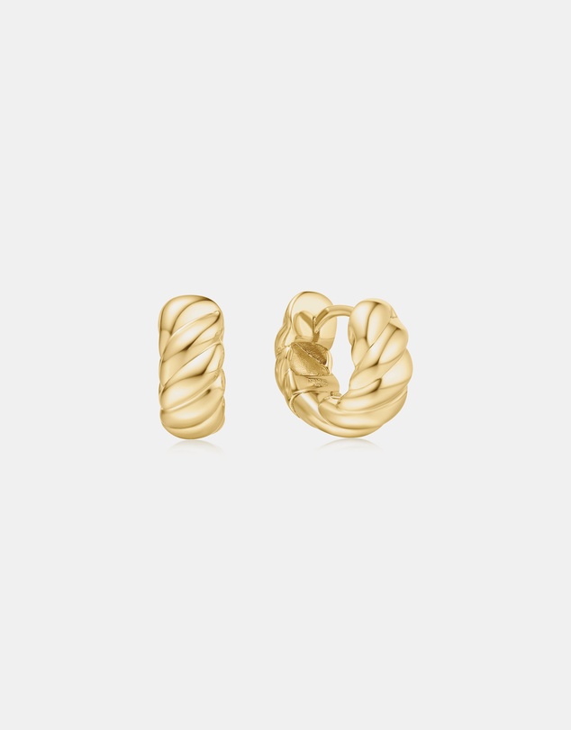 Ania Haie - Ania Haie Gold Bold Texture Small Huggie Hoop Earrings