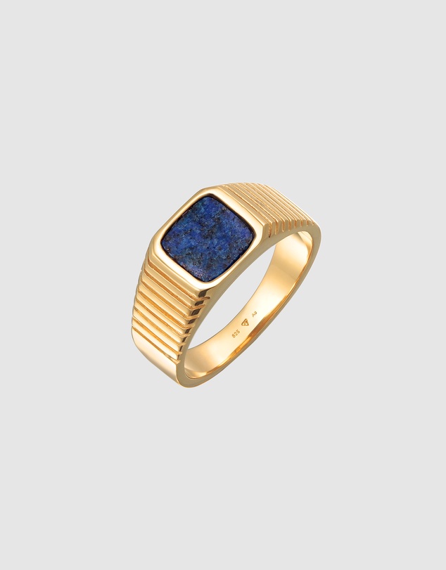 Kuzzoi - ICONIC EXCLUSIVE - Signet Ring with Sodalite in Oxidised 925 Sterling Silver