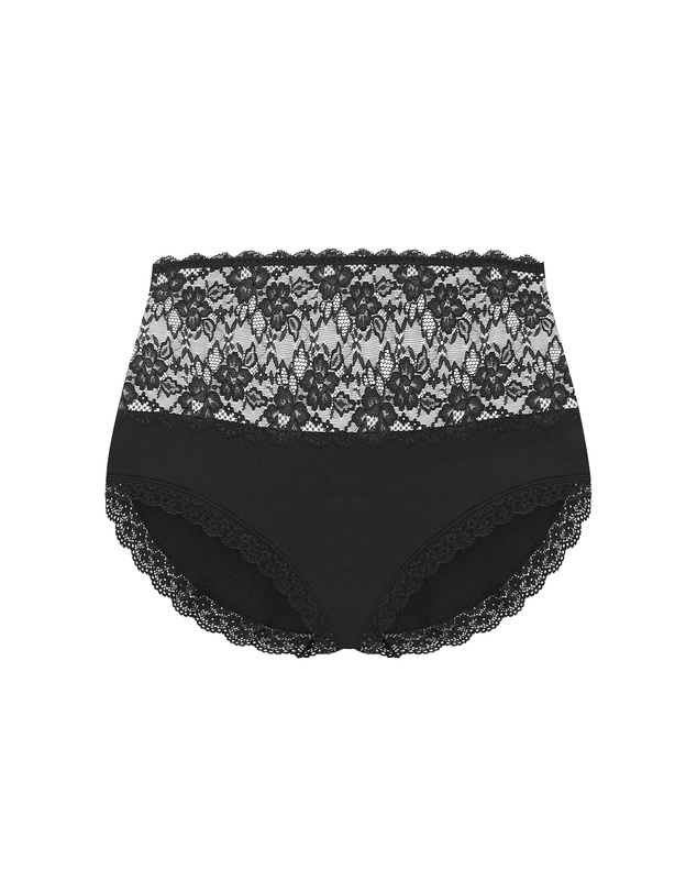 City Chic - Plus size Iris 3 Pack Cotton Hi Brief - pink icing purple iris black