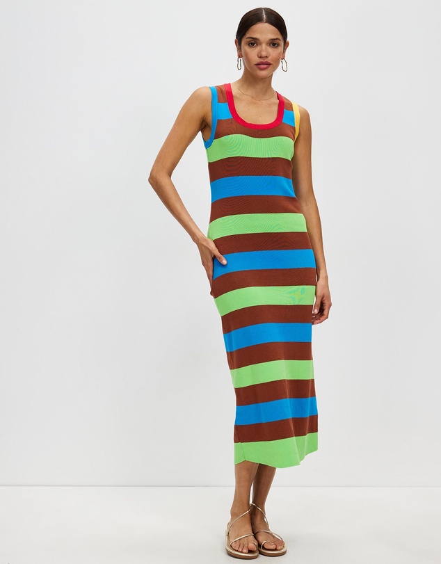 KAJA Clothing - Striped Sleeveless Knit Bodycon Long Gladys Dress