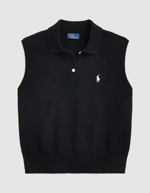Polo Ralph Lauren - Cotton Cropped Sleeveless Polo Sweater
