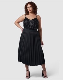 Pink Dusk by Curve Project - My Best Pleated Satin Skirt