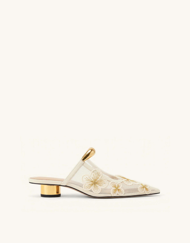 JW PEI - Helena Pierced Floral Mesh Mules