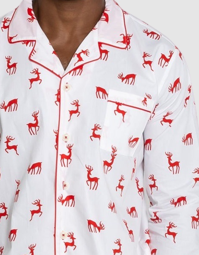 Sant And Abel - Men's Reindeer Red Long PJ Set