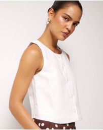 AERE - Linen Button Through Tank