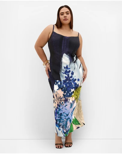 City Chic - Sadie Dahlia Print Slip Dress