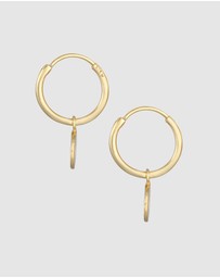 Elli Jewelry - Earrings Creoles Plate Coin Organic Look Trend Blogger in 925 Sterling Silver Gold Plated