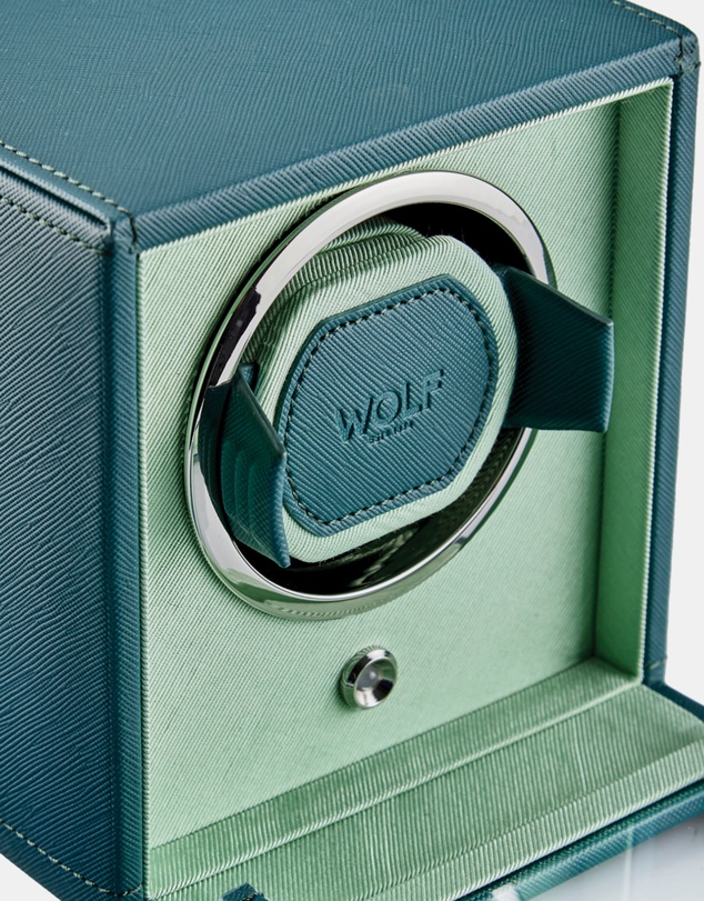 Wolf - WOLF Cub Seltzer Single Watch Winder with Cover Teal/Mint