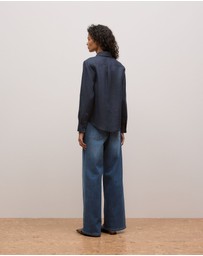 Trenery - Linen Classic Shirt in Night Sky