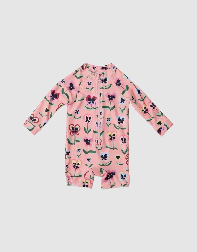 Kip&Co - Pretty Pansy Long Sleeve Zip Bathers - Babies