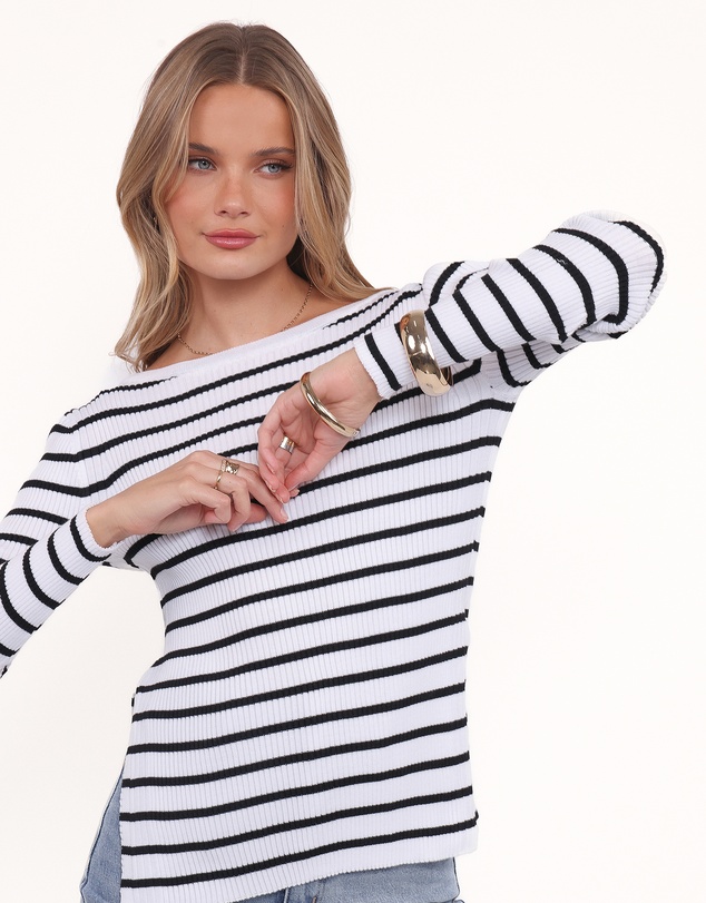 Petal & Pup - Alvina Knit Top - White Black Stripe