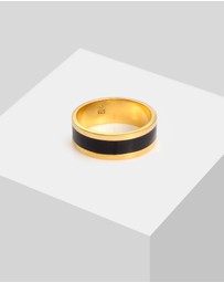 Kuzzoi - ICONIC EXCLUSIVE - Ring Band Basic Geo Enamel Casual in 925 Sterling Silver Gold Plated