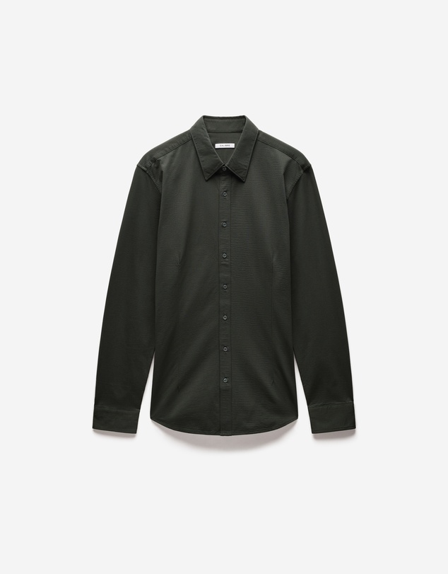 Calibre - Textured Knit Stretch Shirt Dark Khaki
